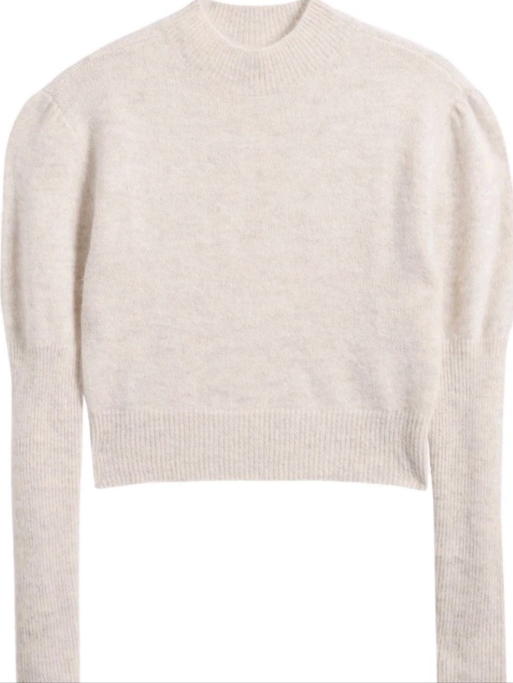Madewell Size Large Mock Neck Puff Sleeve Alpaca Blend Sweater Msrp $118